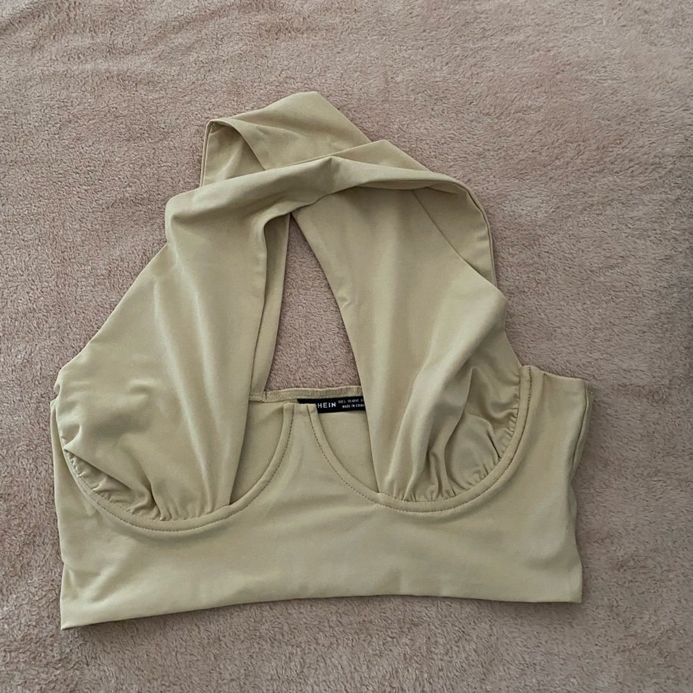 Tan Criss Cross crop top